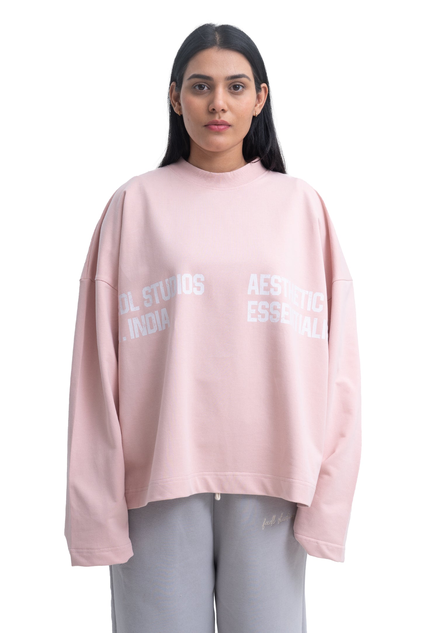 LONG SLEEVE CREWNECK- PASTEL PINK