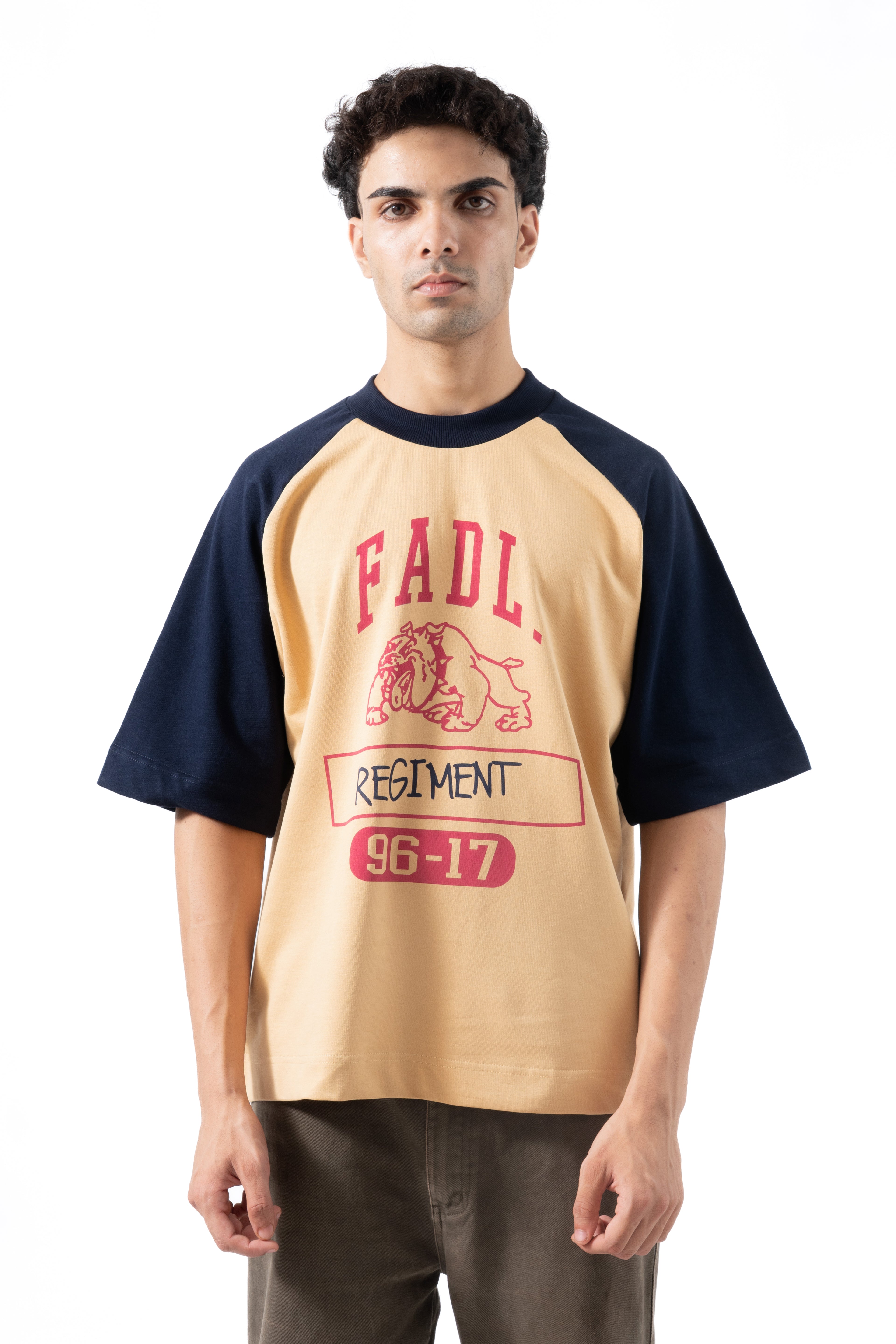 Regiment Raglan Tee - Sand/Navy