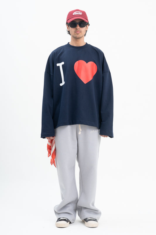 I lOVE CREWNECK- NAVY