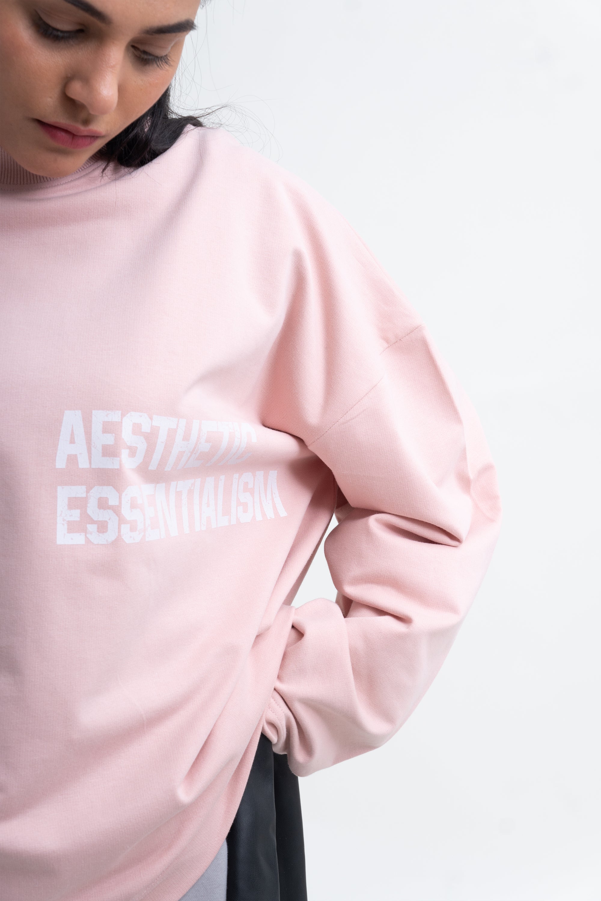 Long Sleeve Crewneck - Pastel Pink