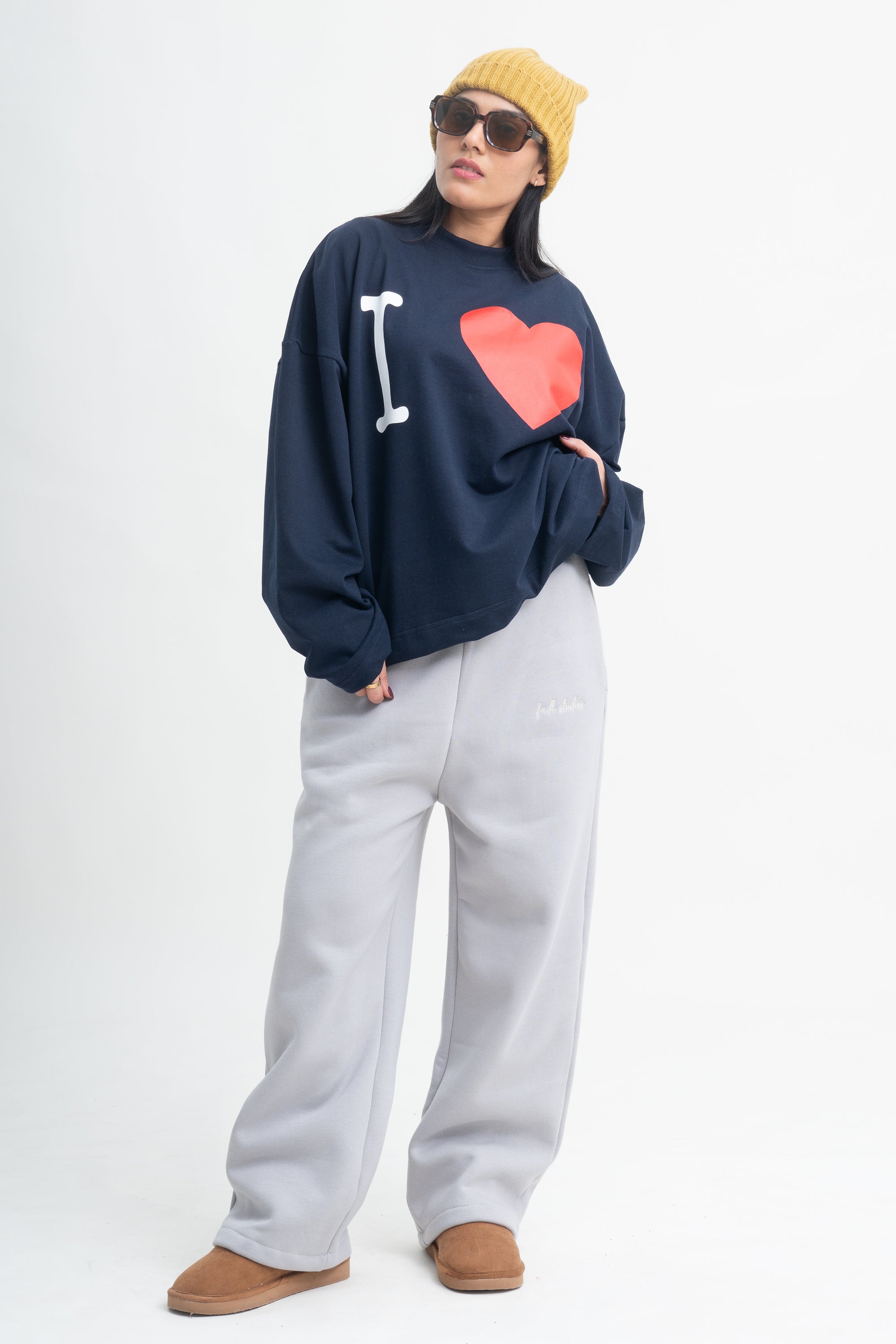 I Love Crewneck- Navy