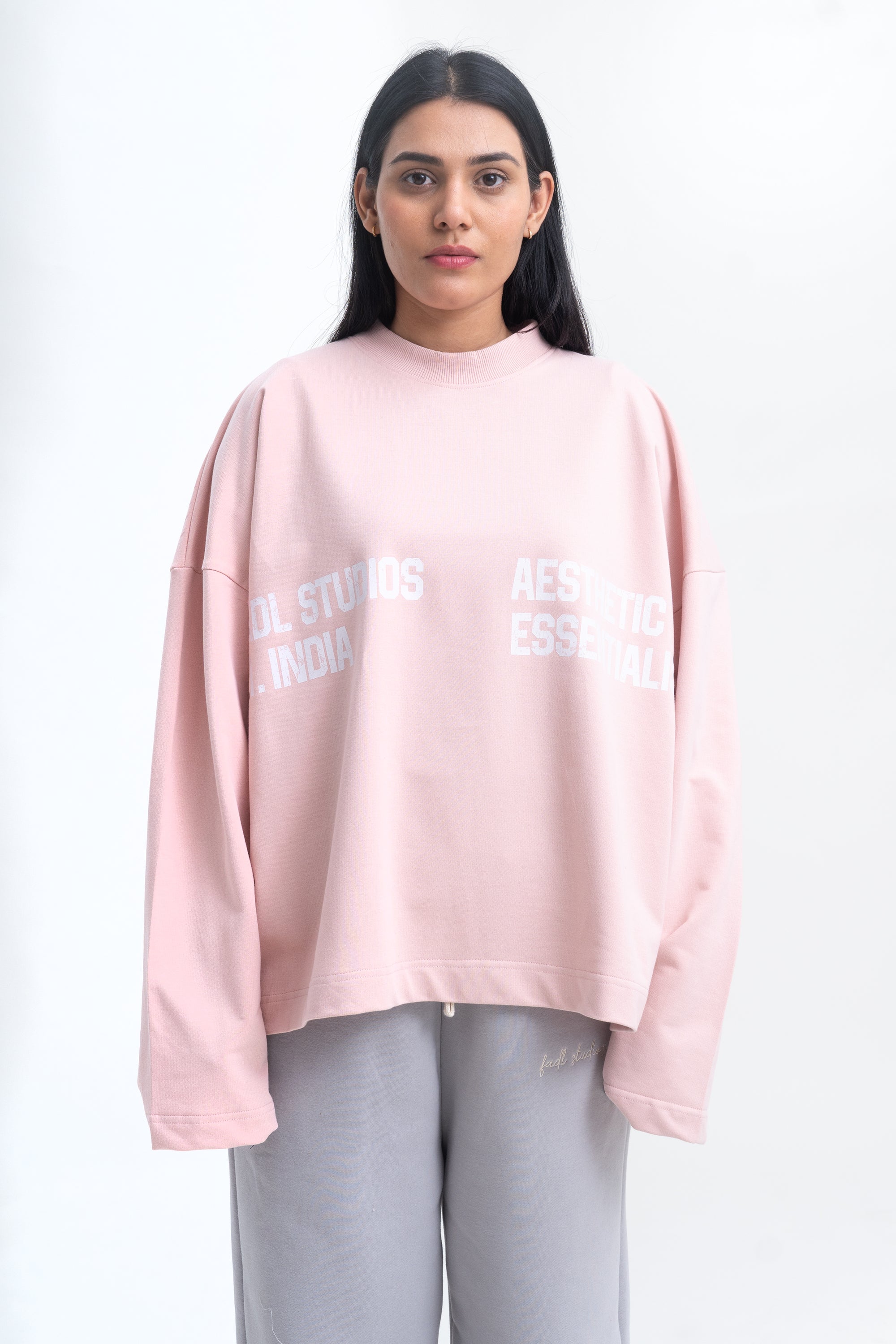 Long Sleeve Crewneck - Pastel Pink