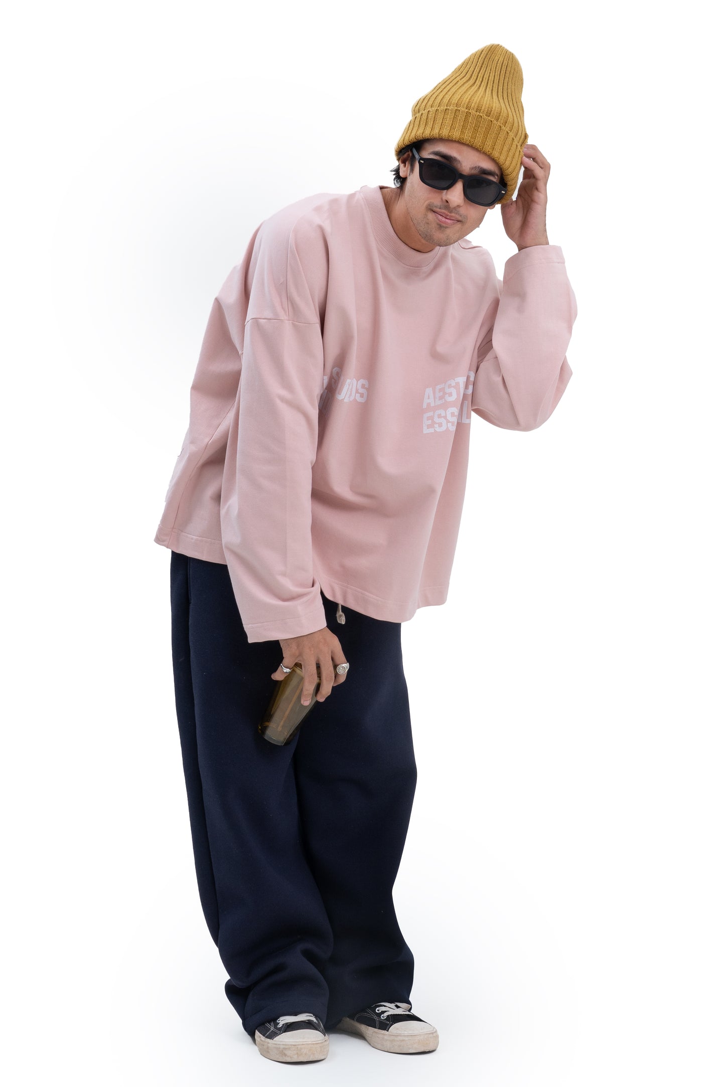 LONG SLEEVE CREWNECK- PASTEL PINK