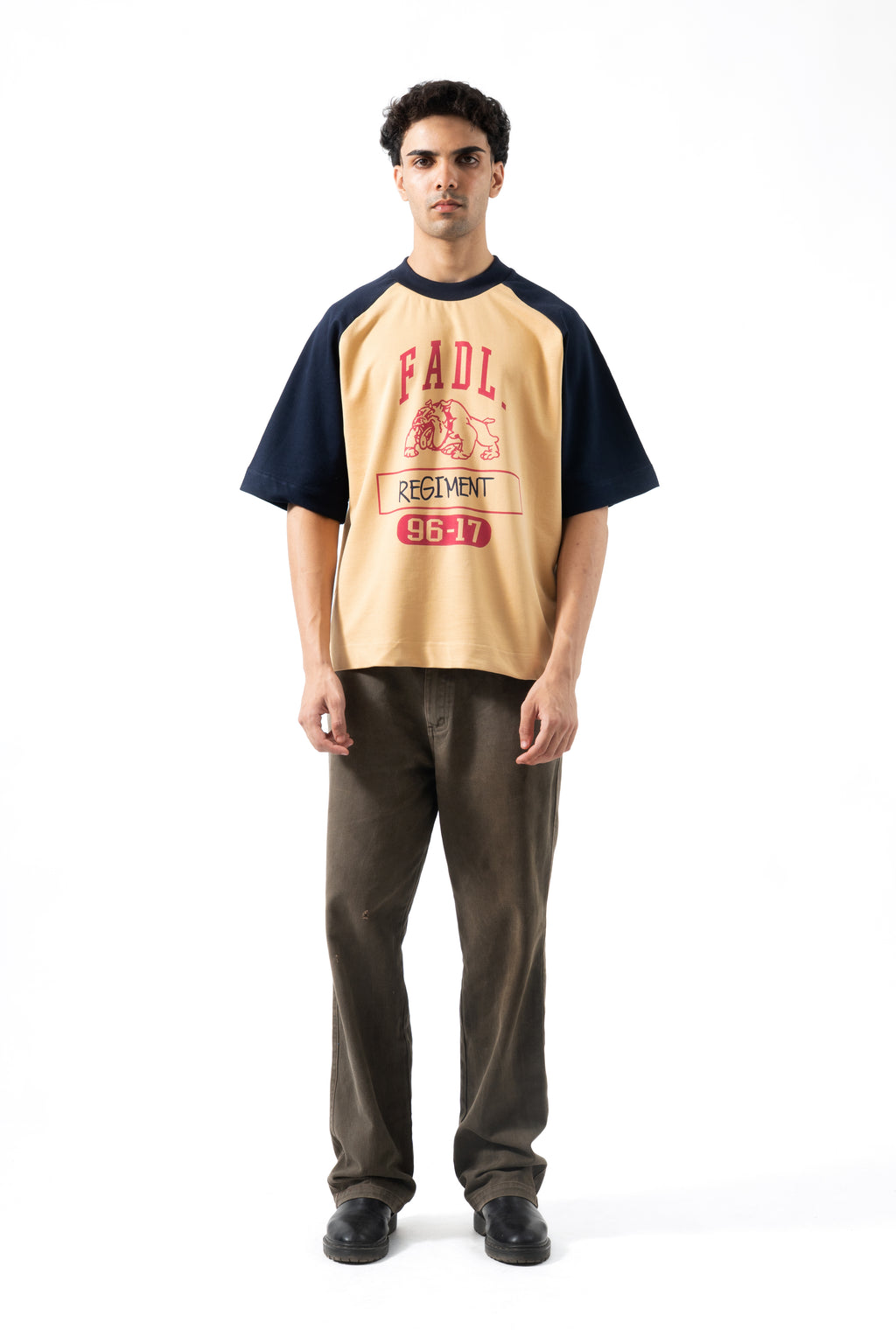 Regiment Raglan Tee - Sand/Navy