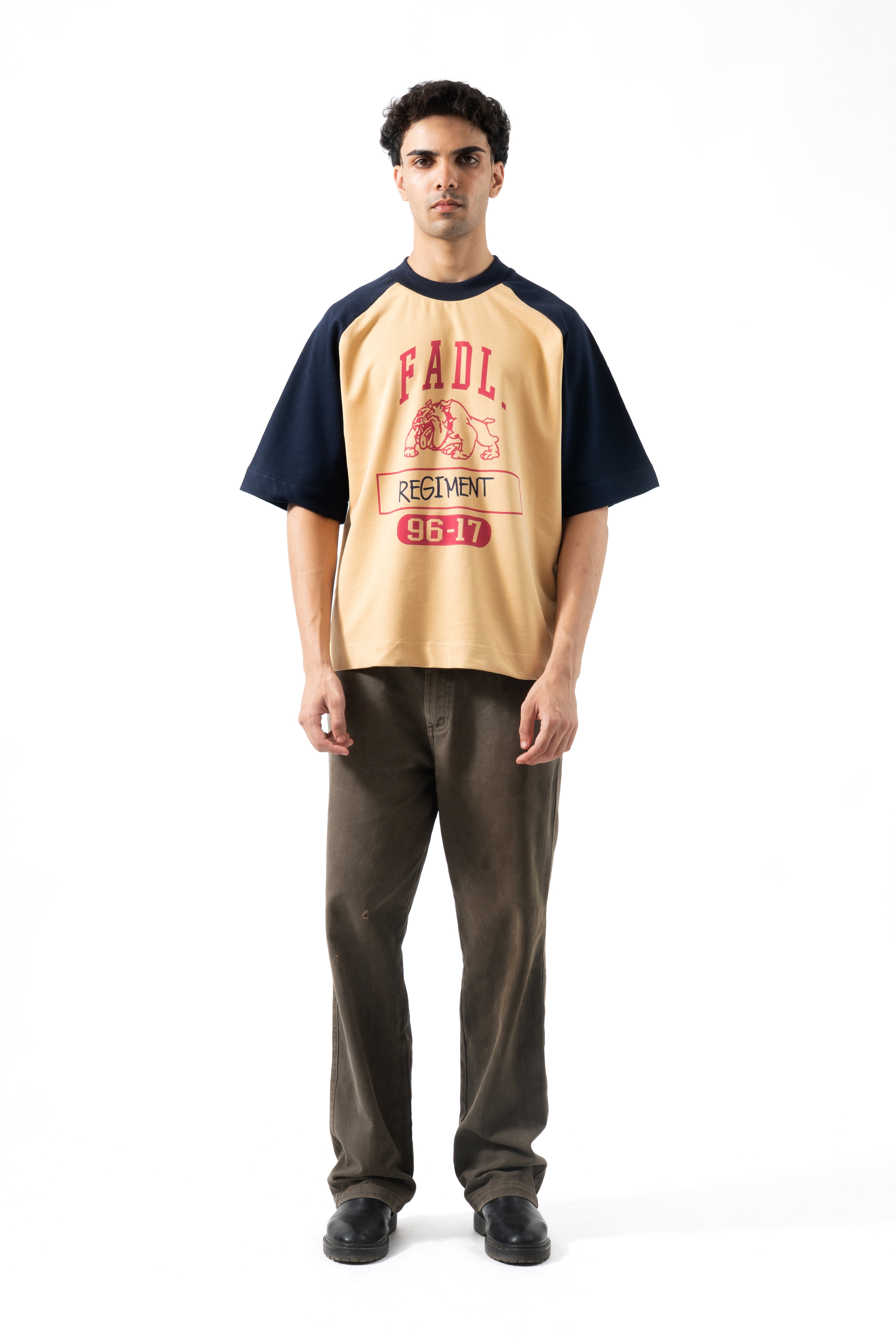 Regiment Raglan Tee - Sand/Navy