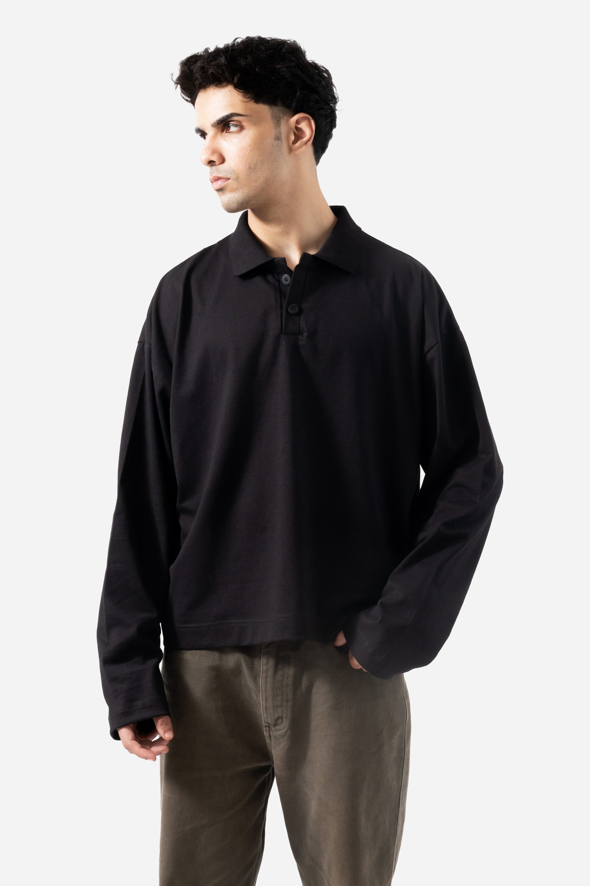 Core Long Sleeve Polo - Black