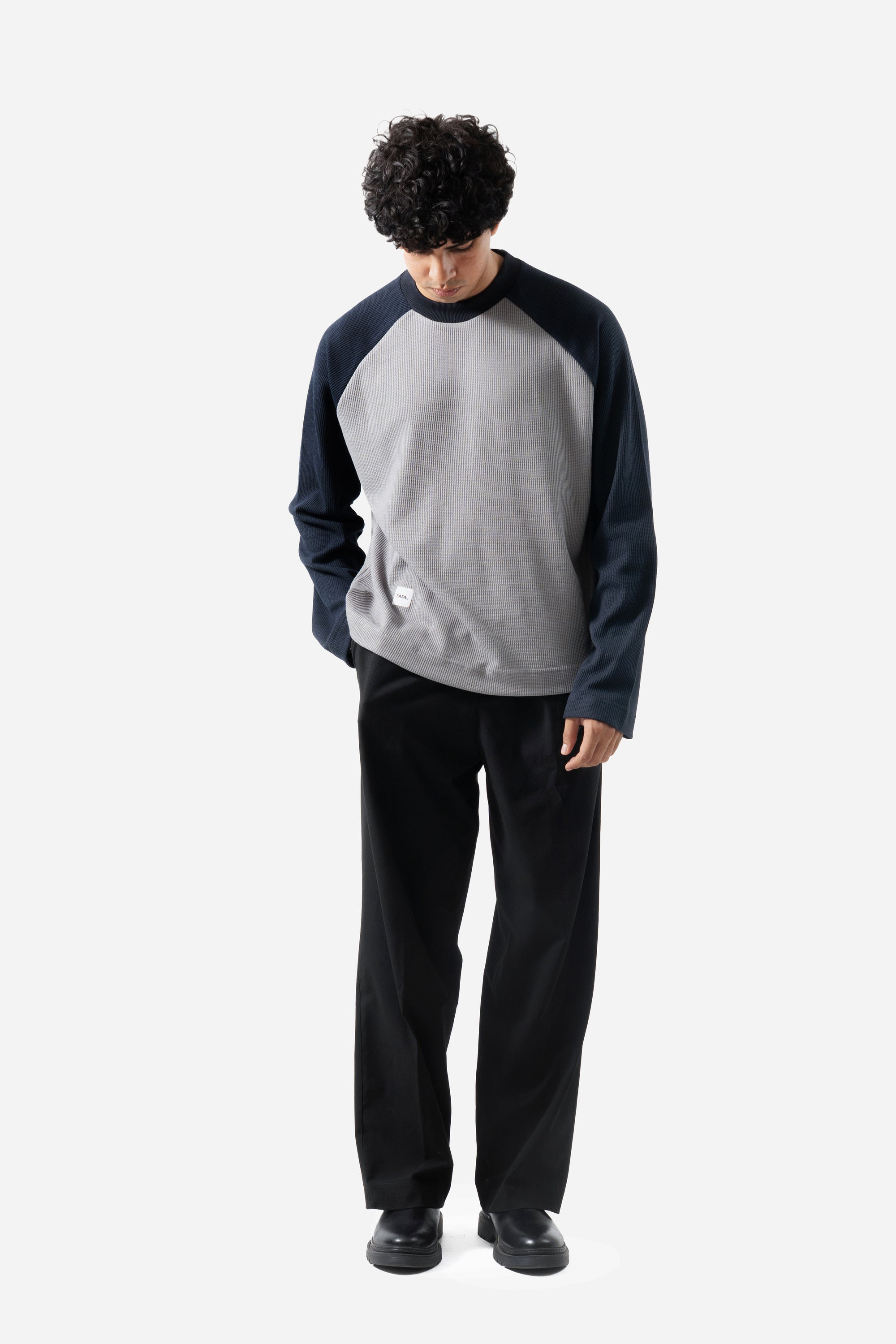 Core Waffle Raglan - Grey/Navy