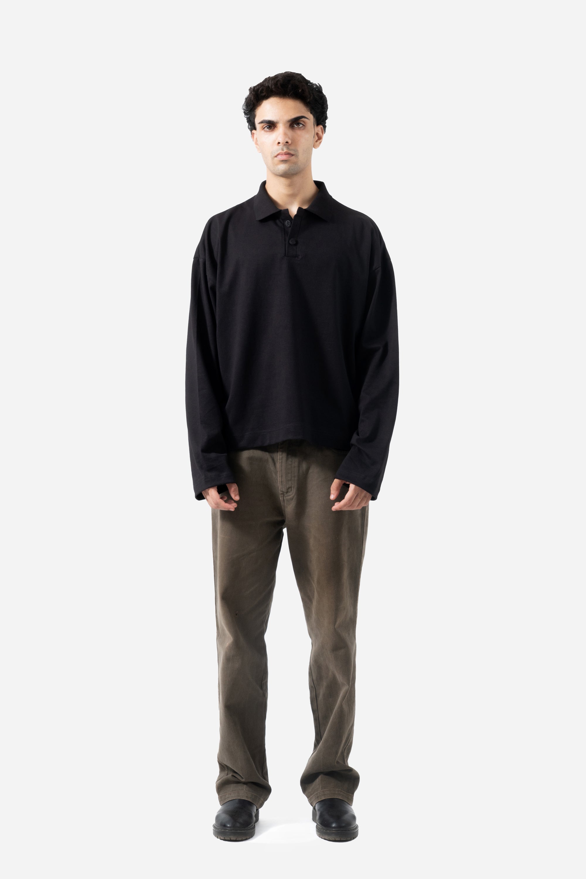 Core Long Sleeve Polo - Black