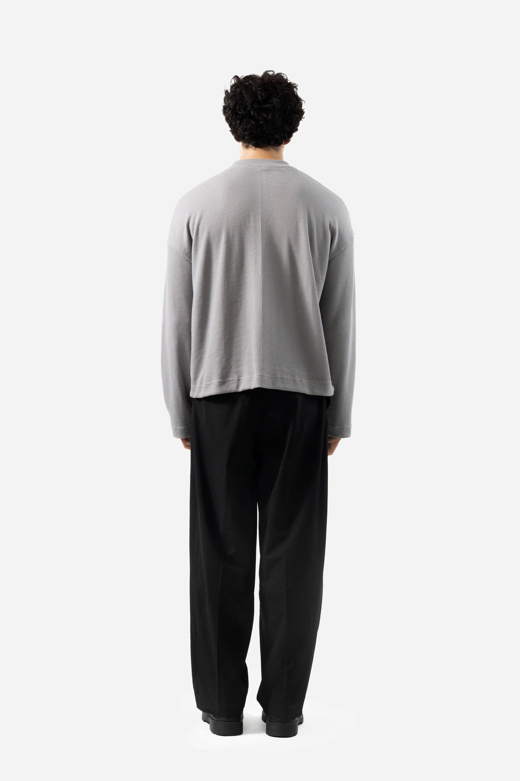 Core Waffle Henley -Grey