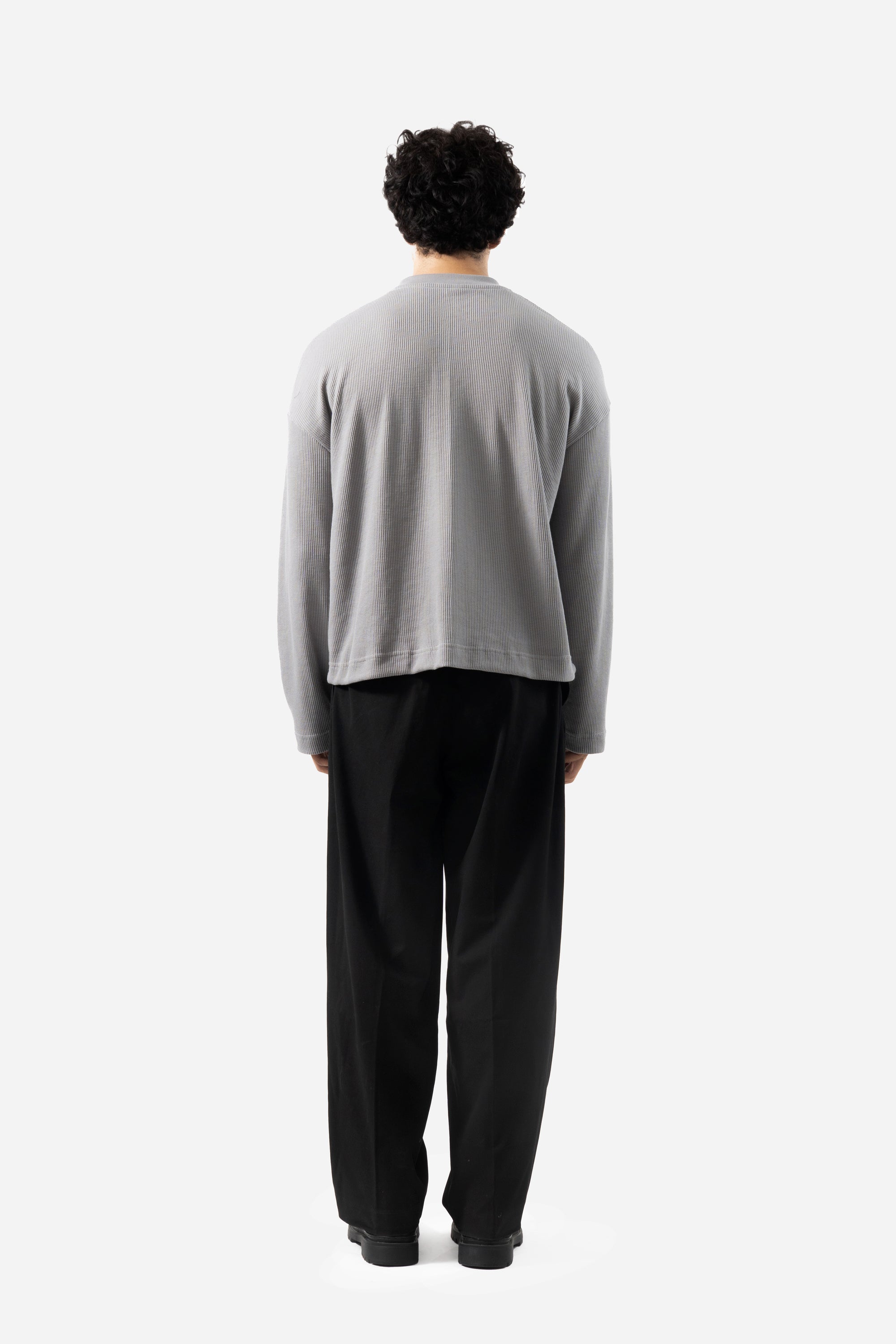 Core Waffle Henley -Grey