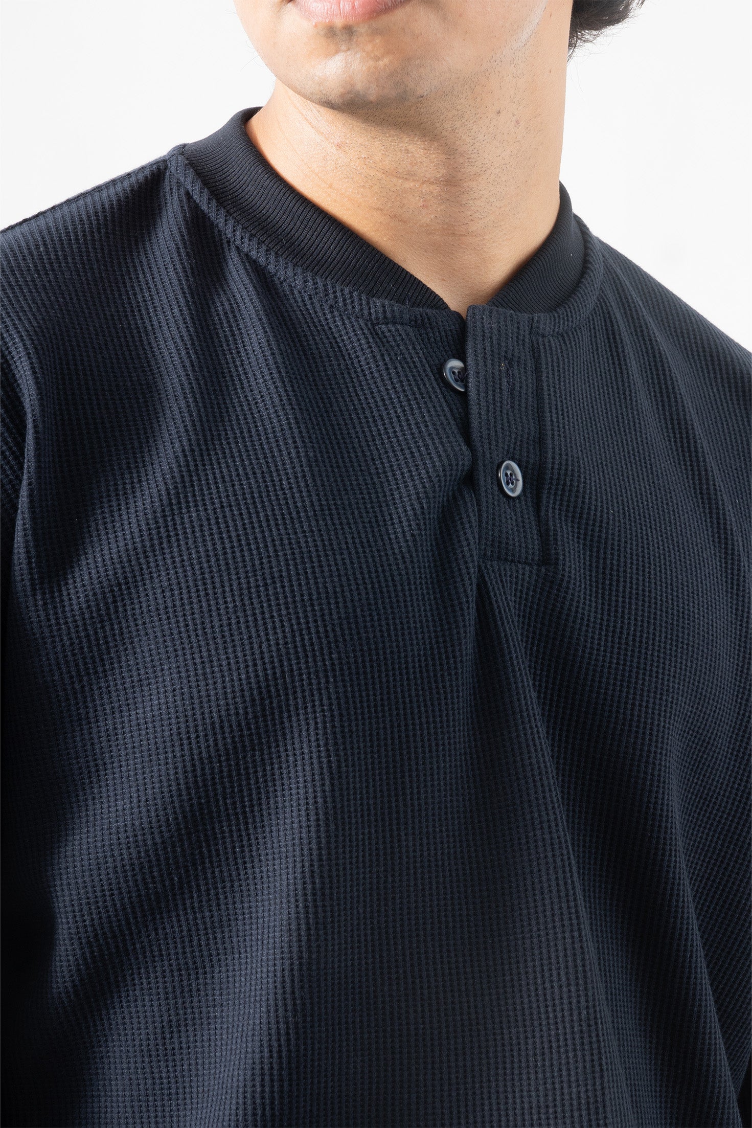 Core Waffle Henley - Navy