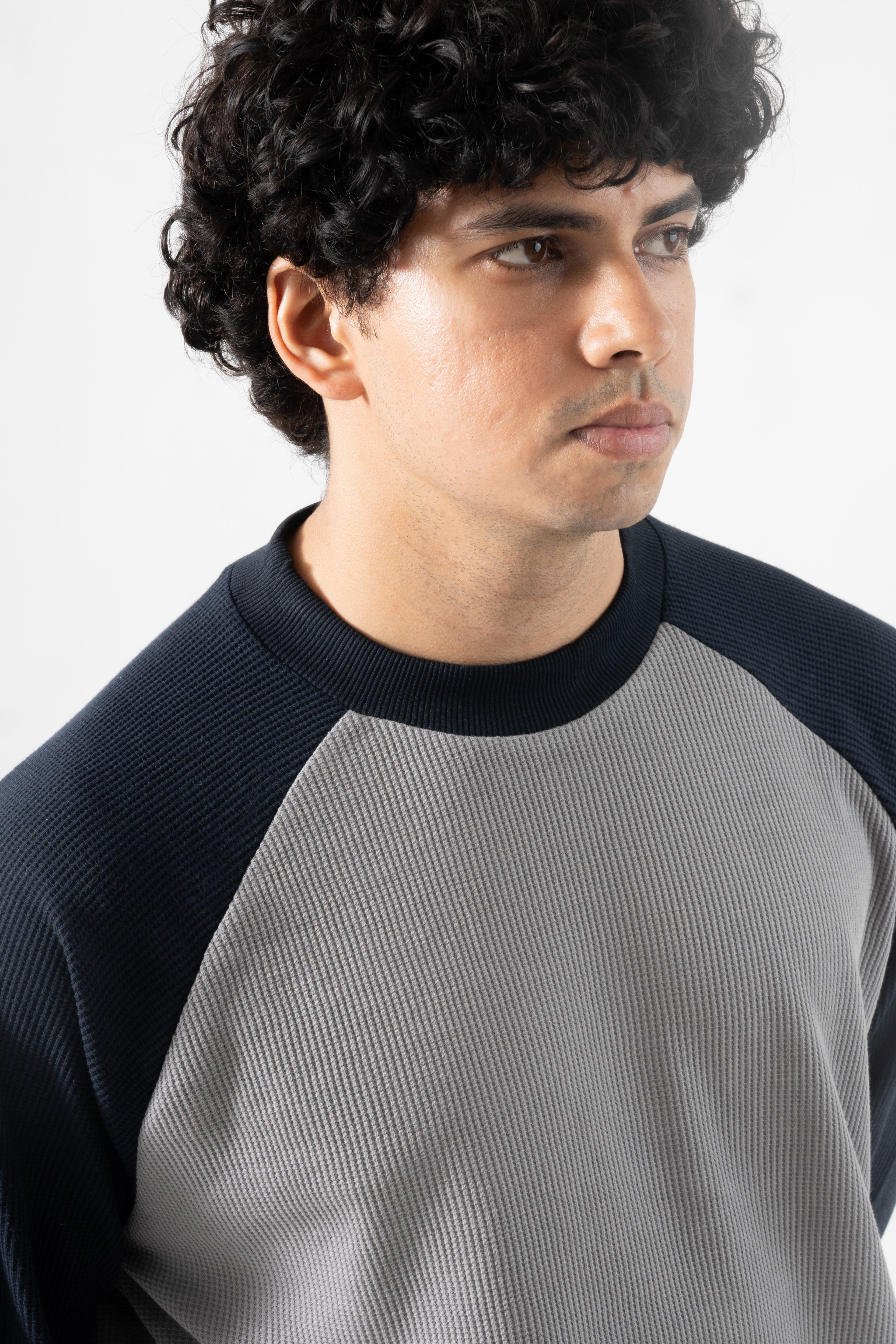 Core Waffle Raglan - Grey/Navy