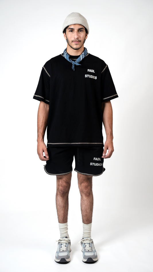 STACK LOGO SHORTS- BLACK