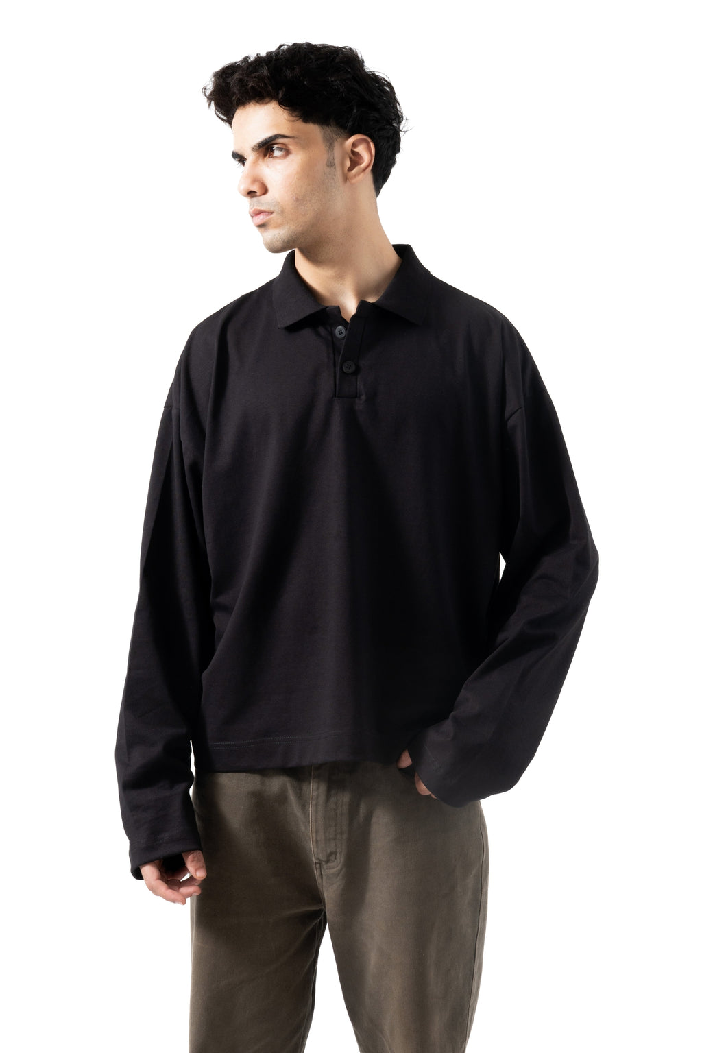 Core Long Sleeve Polo - Black