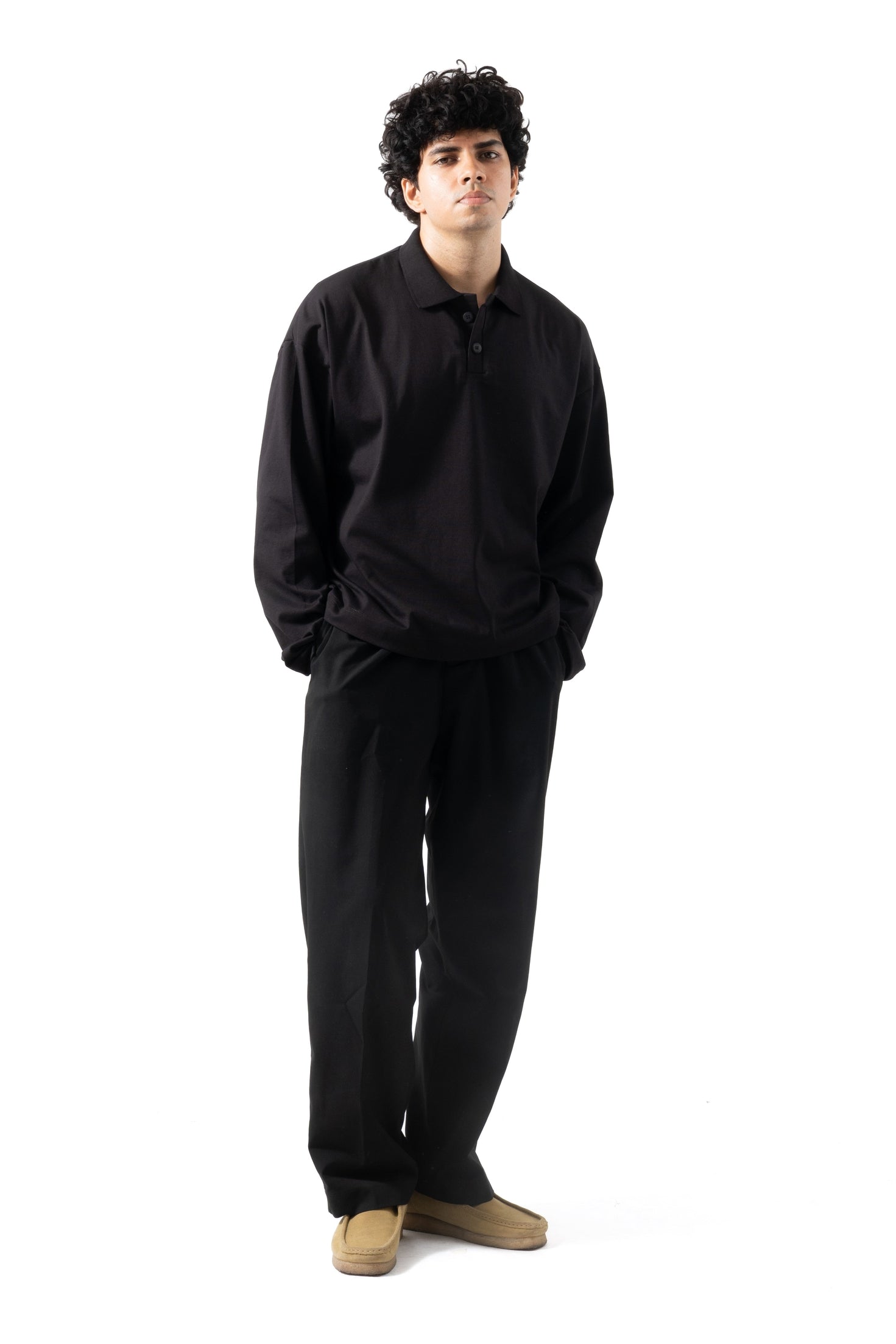 Core Long Sleeve Polo - Black