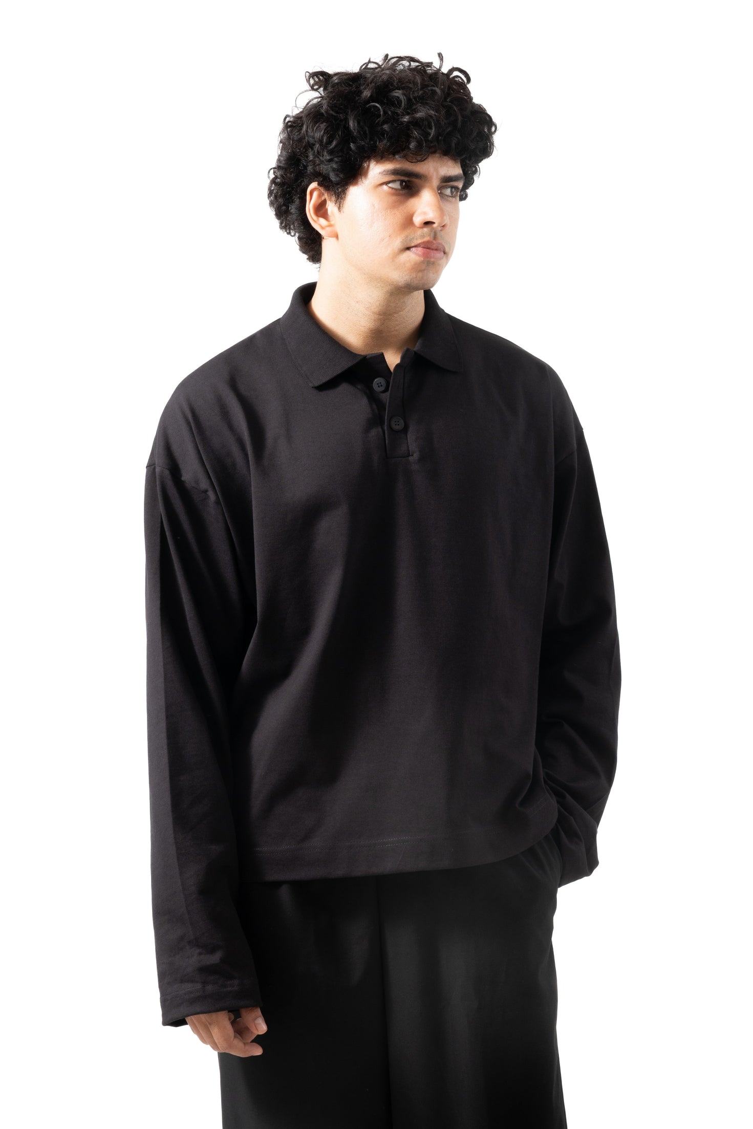 Core Long Sleeve Polo - Black