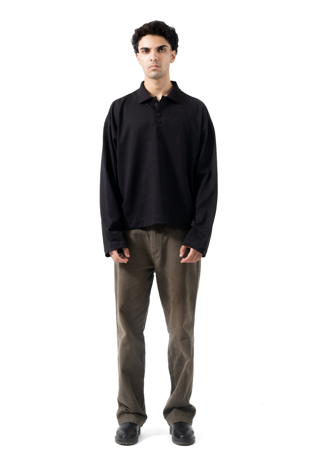 Core Long Sleeve Polo - Black