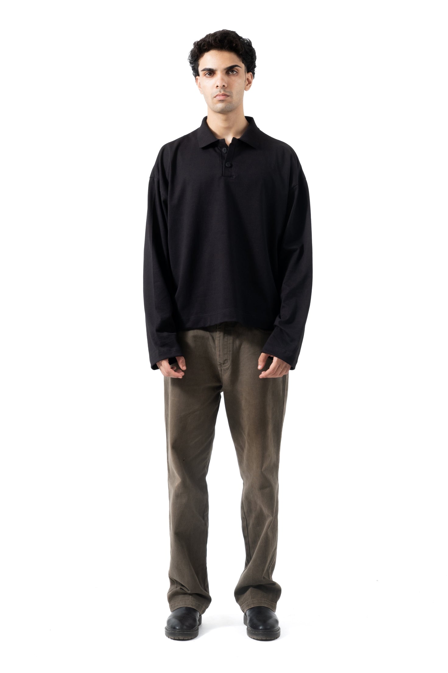 Core Long Sleeve Polo - Black