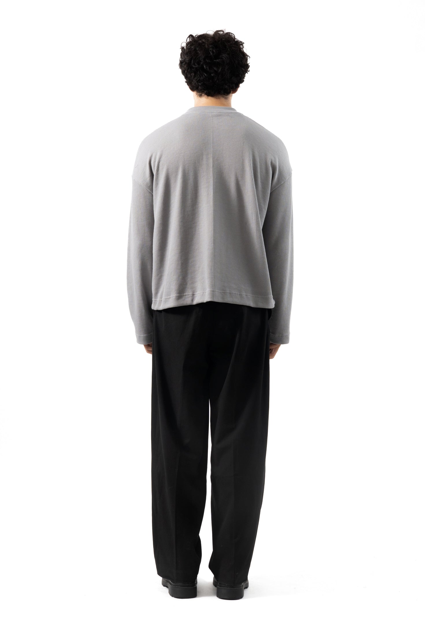 Core Waffle Henley -Grey