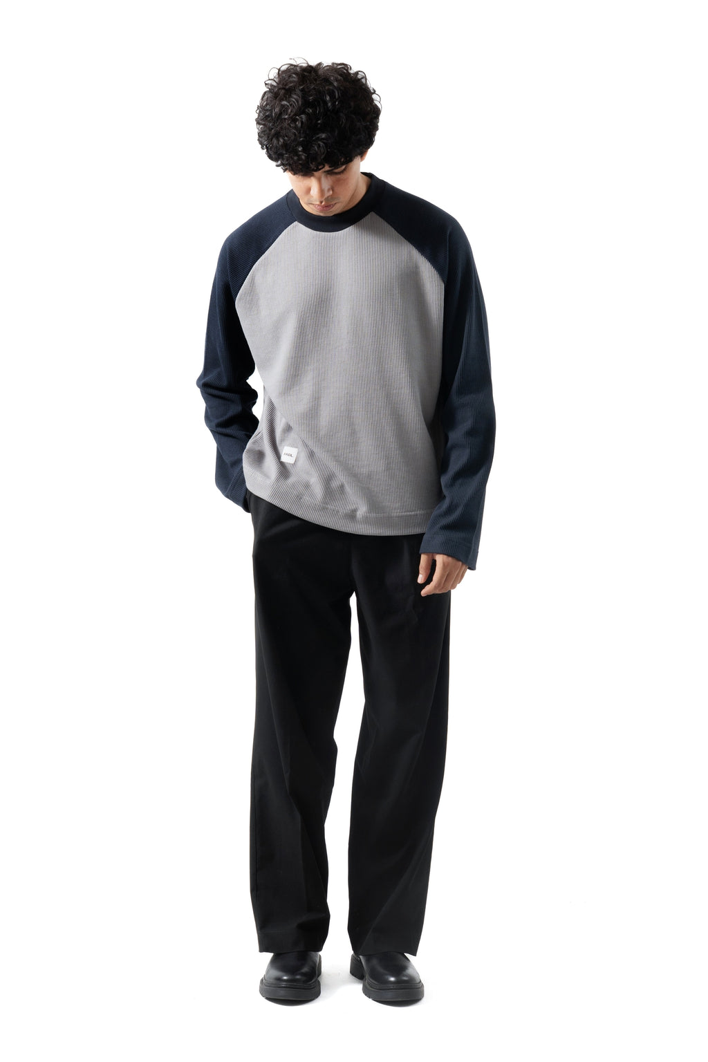Core Waffle Raglan - Grey/Navy