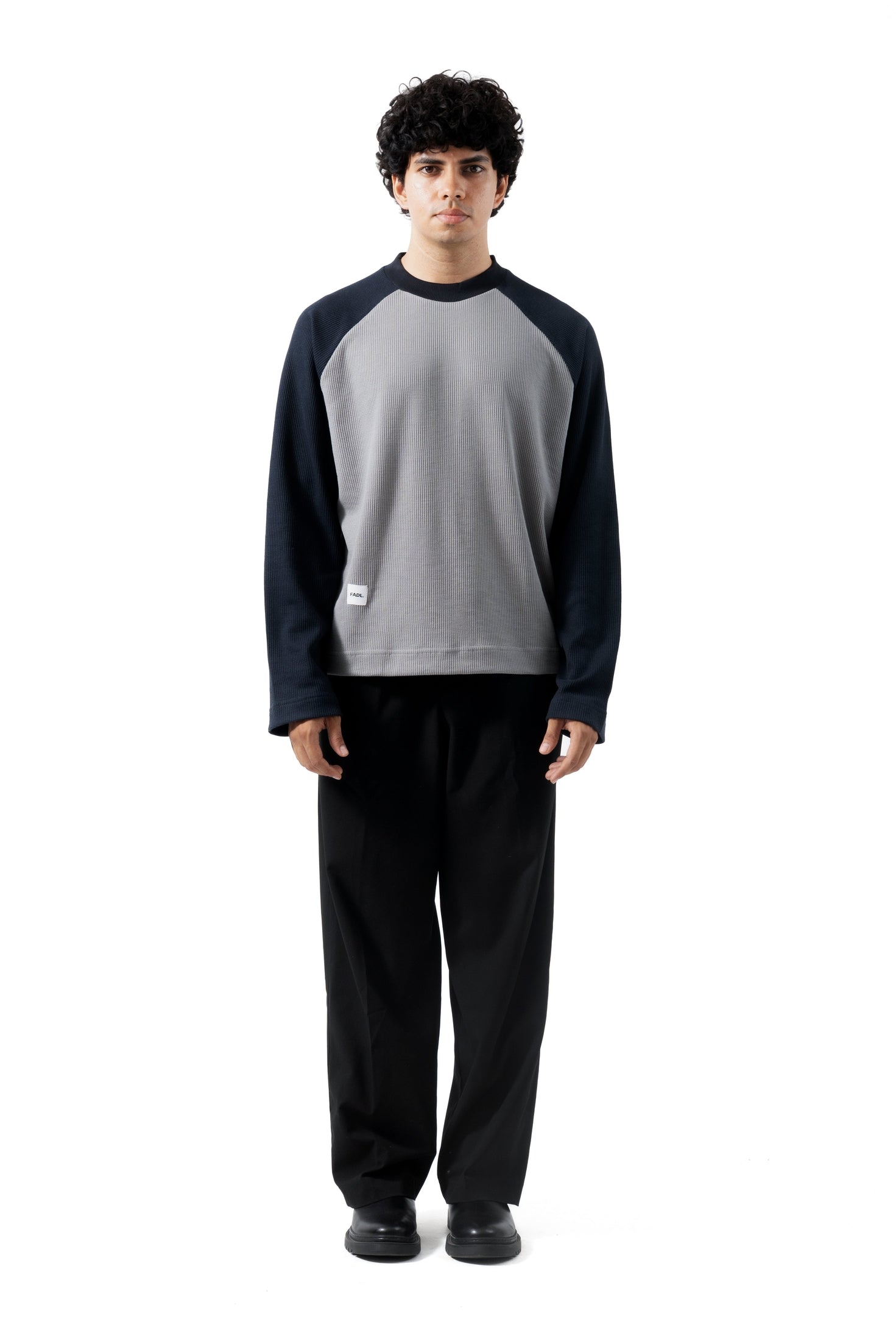 Core Waffle Raglan - Grey/Navy