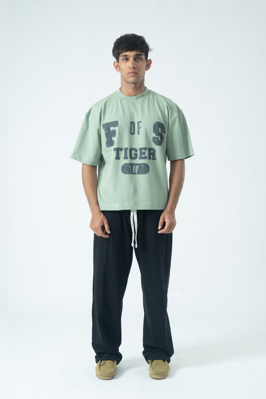 Retro tiger T-shirt - Nile Green