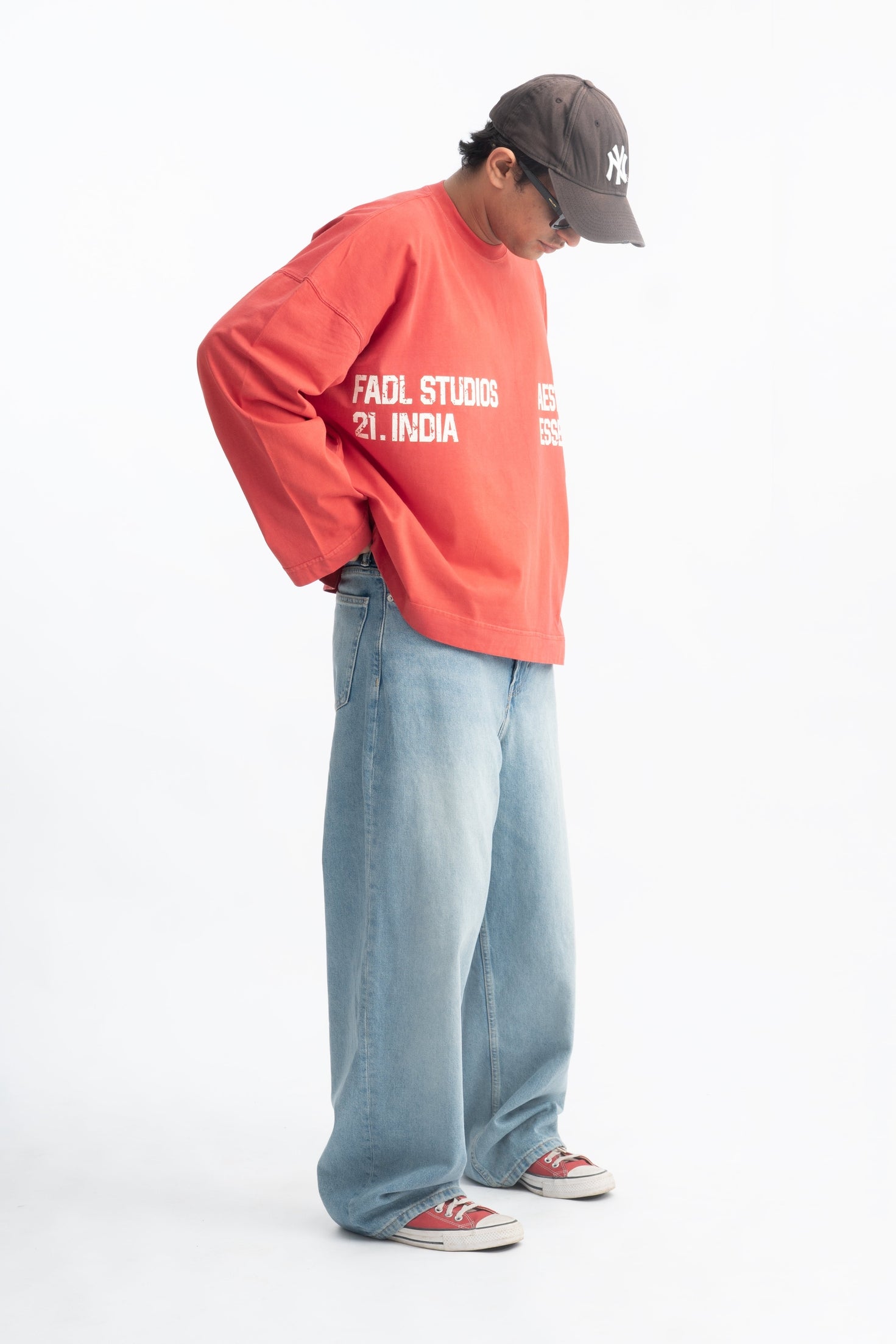 Long Sleeve Crewneck - Washed Red
