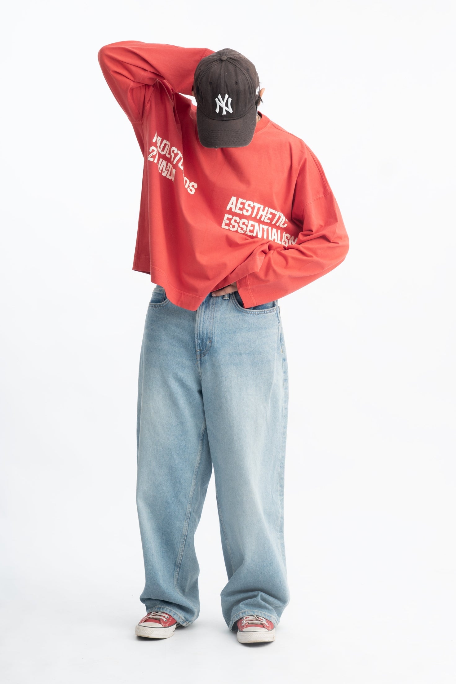 Long Sleeve Crewneck - Washed Red