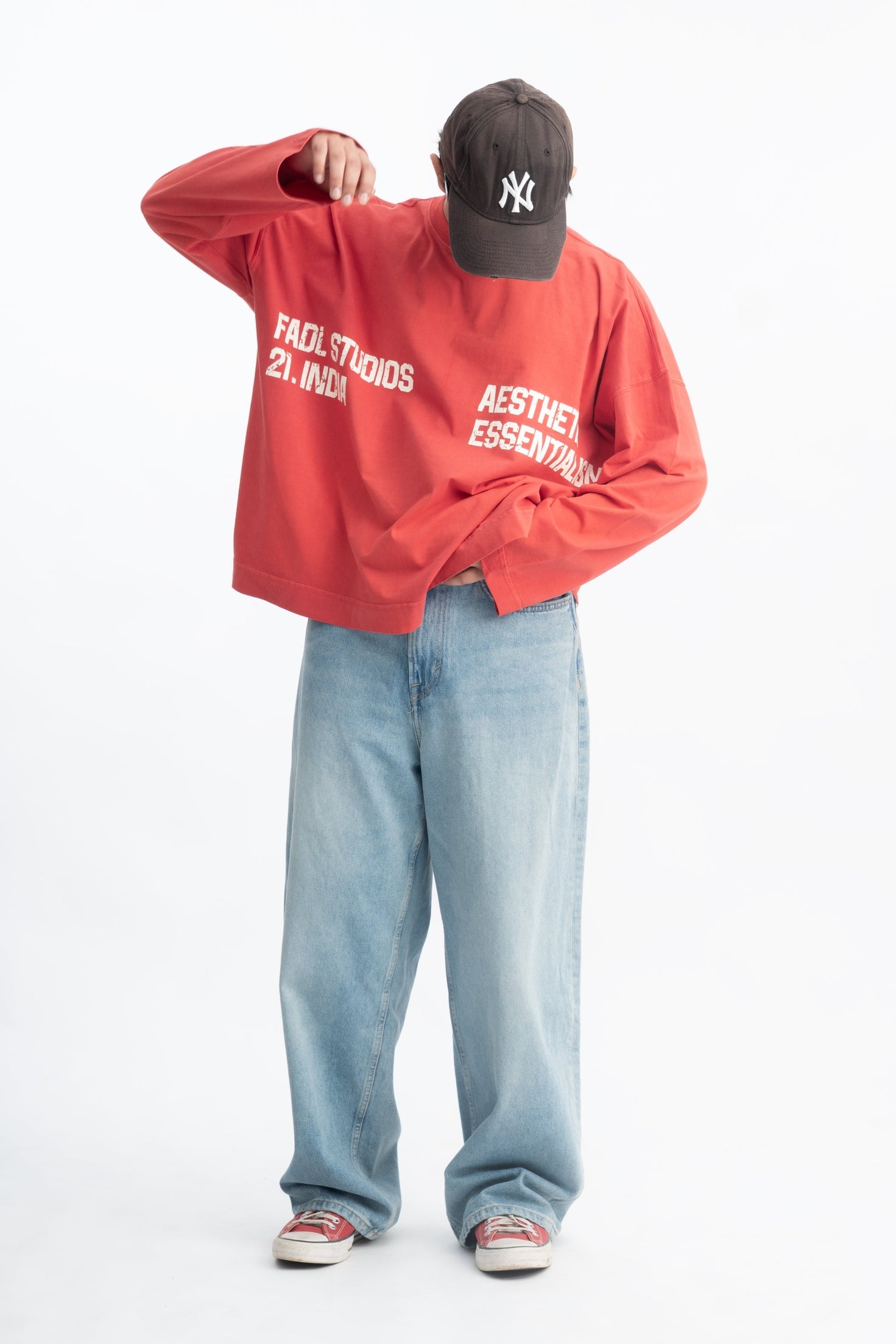 Long Sleeve Crewneck - Washed Red