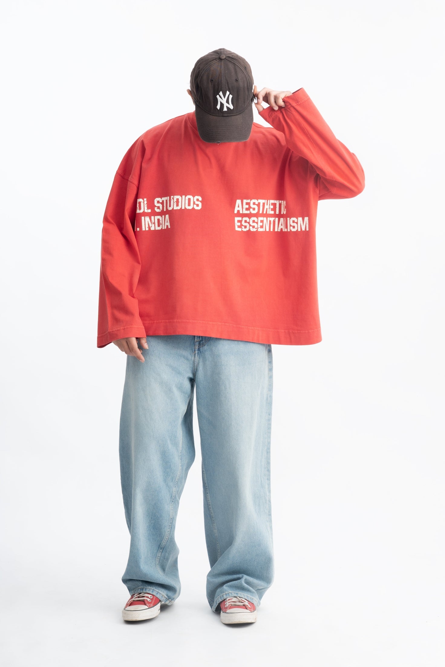 Long Sleeve Crewneck - Washed Red