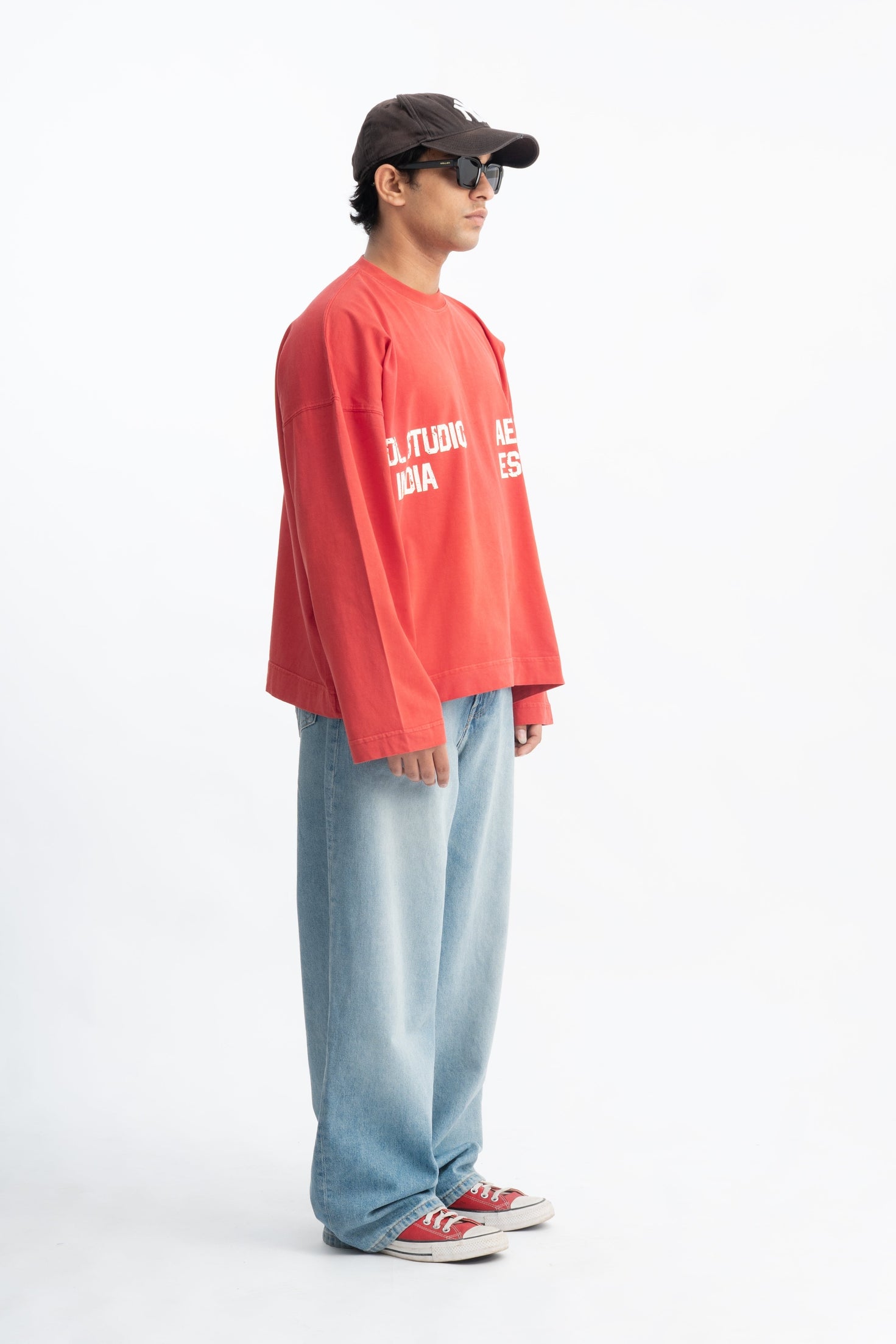 Long Sleeve Crewneck - Washed Red