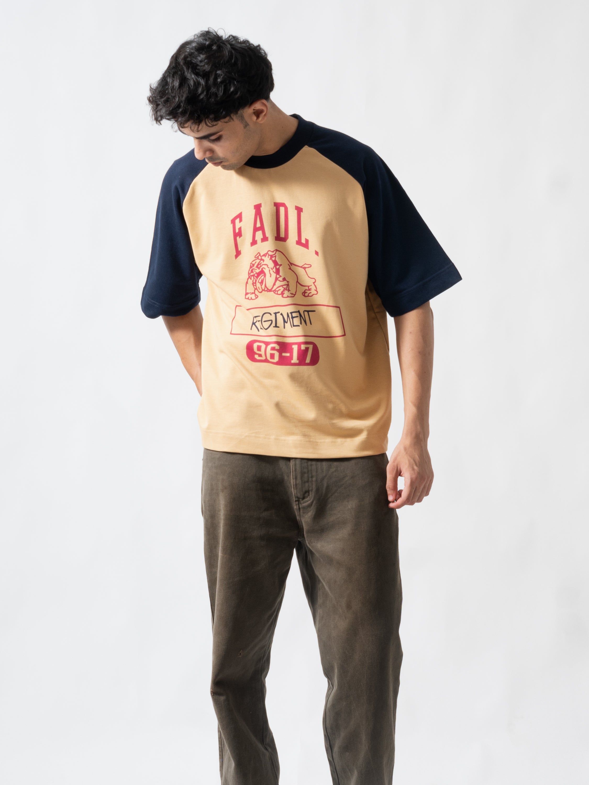 Regiment Raglan Tee - Sand/Navy