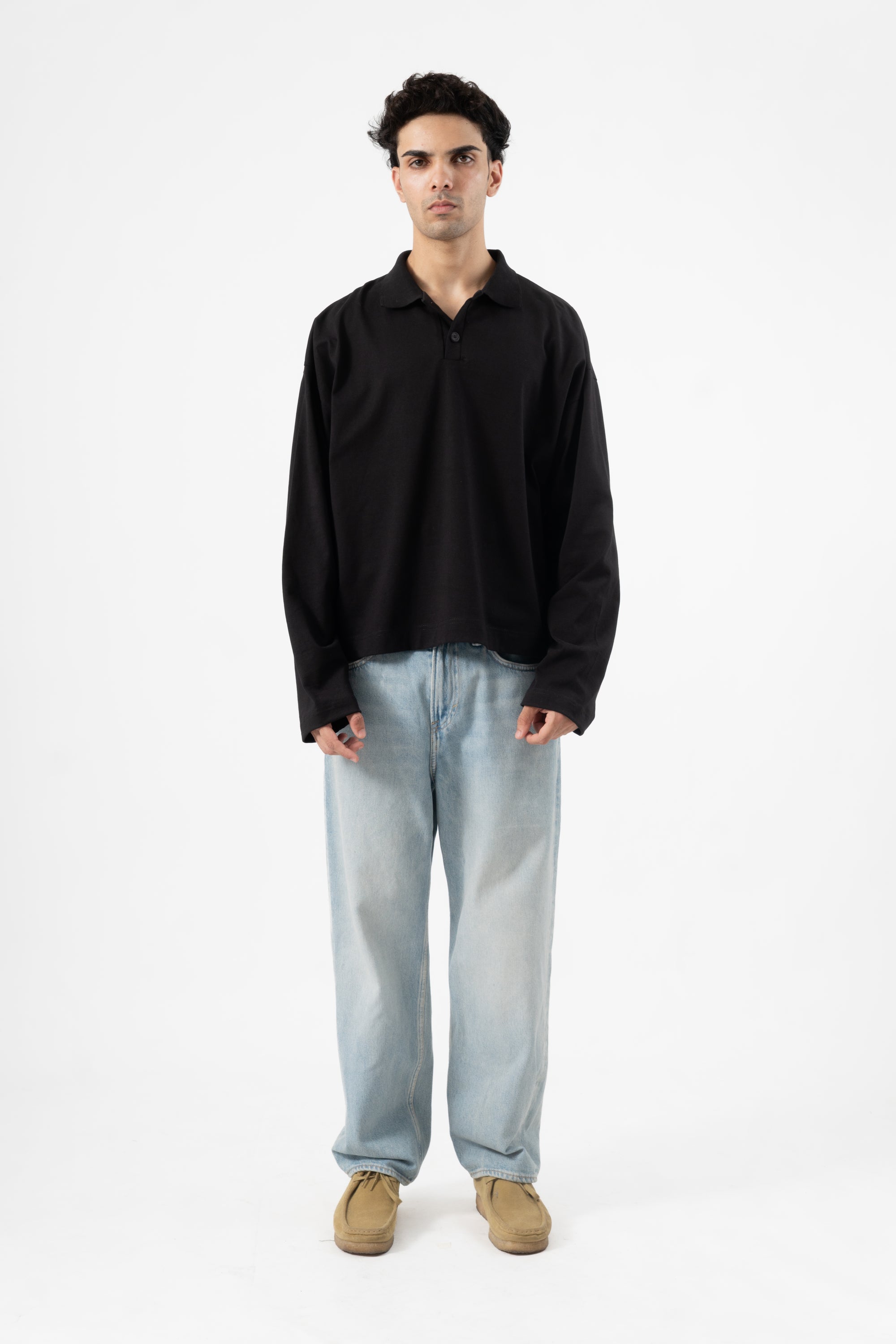 Core Long Sleeve Polo - Black